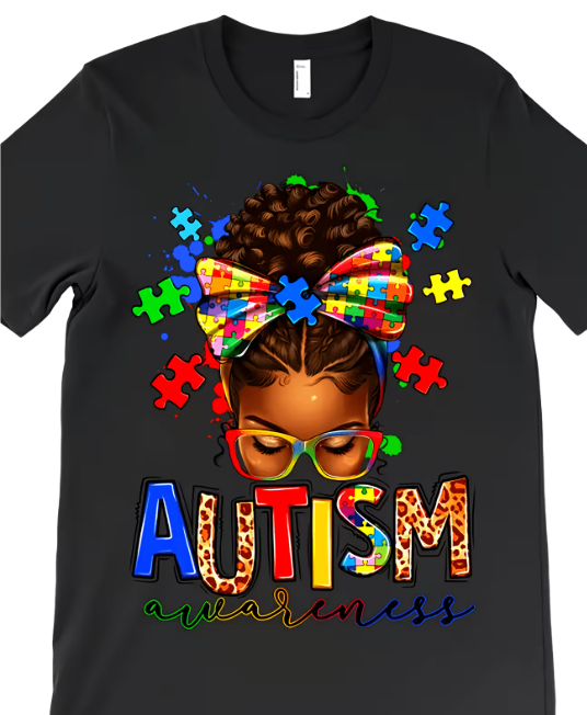 Autism Awareness Messy Bun T-Shirt
