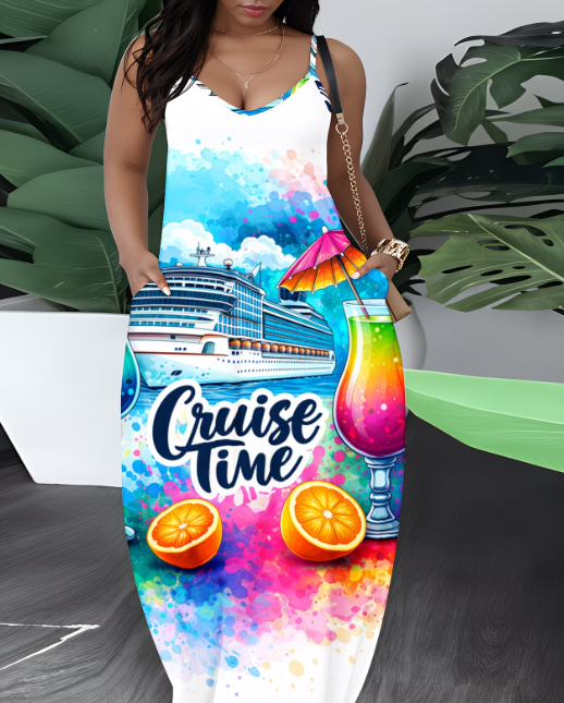 Cruise Time Plus-Size Spaghetti Strap Dress