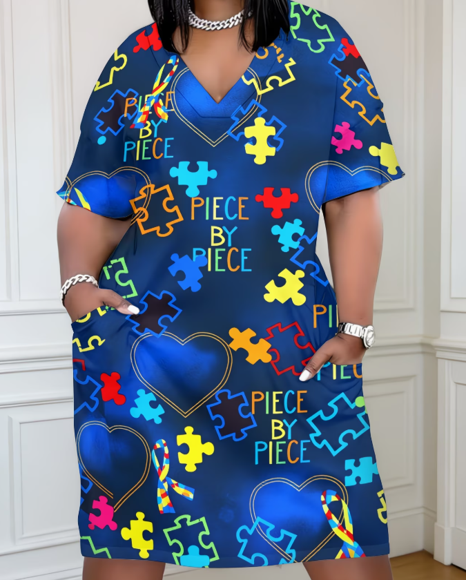 Piece By Piece Plus-Size V-Neck Dress
